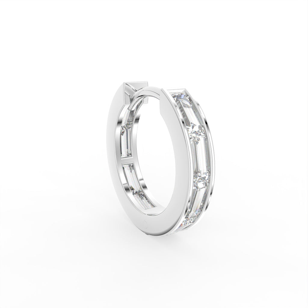 14K Diamond Hoop Earrings — 3D VIEW