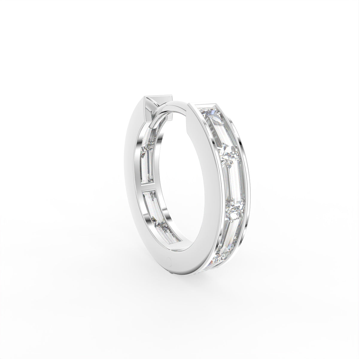 14K Diamond Hoop Earrings — 3D VIEW