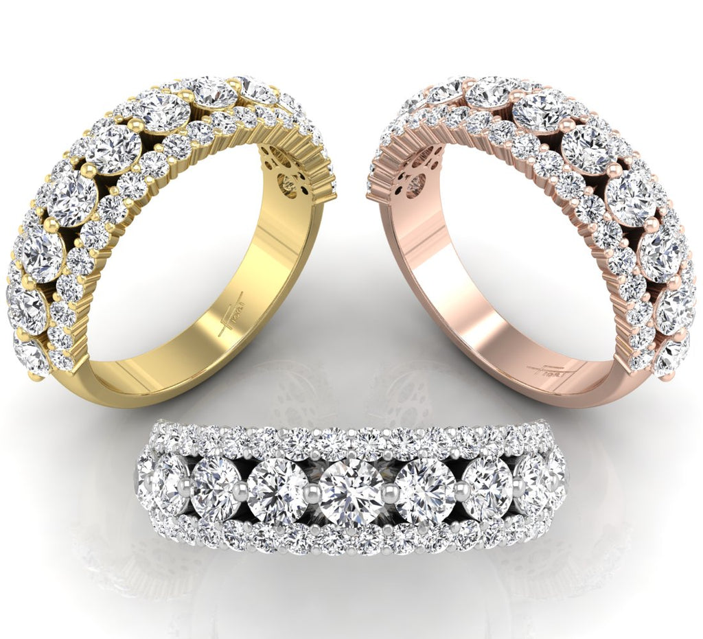 18K Rose Gold Eternity Round Diamond Ring — 3 COLOR