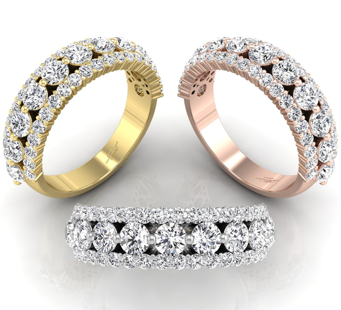 18K Rose Gold Eternity Round Diamond Ring — 3 COLOR