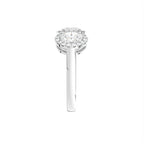 18K Trilogy Halo Oval Diamond Ring — SIDE