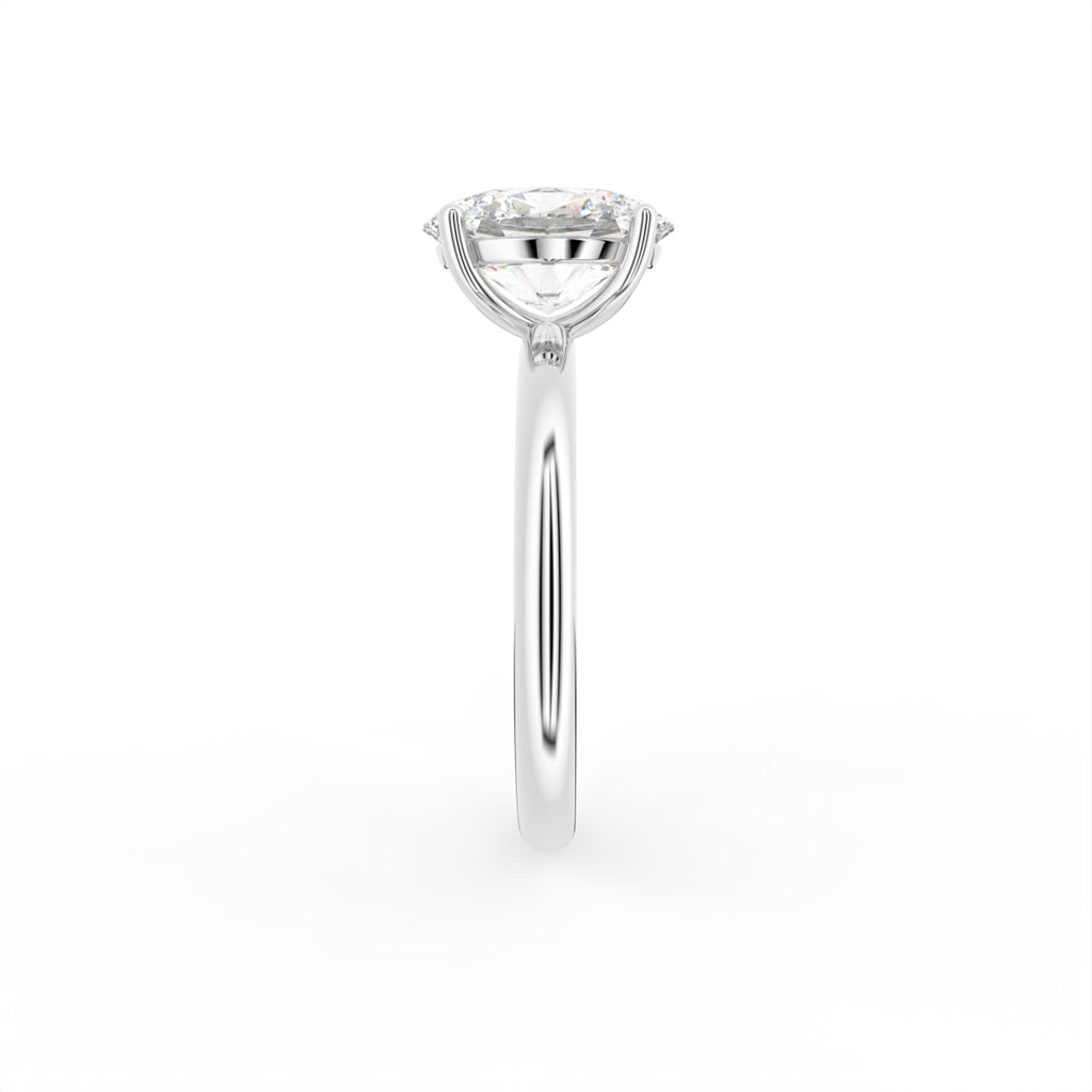 18K Solitaire Oval Diamond Engagement Ring — SIDE