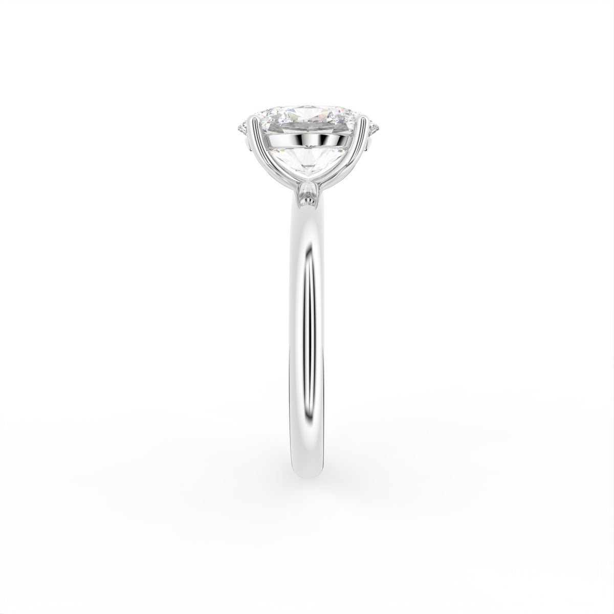 18K Solitaire Oval Diamond Engagement Ring — SIDE