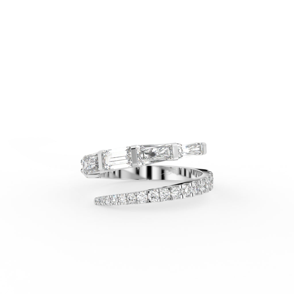 18K Bespoke Spiral Round Diamond Ring — TOP