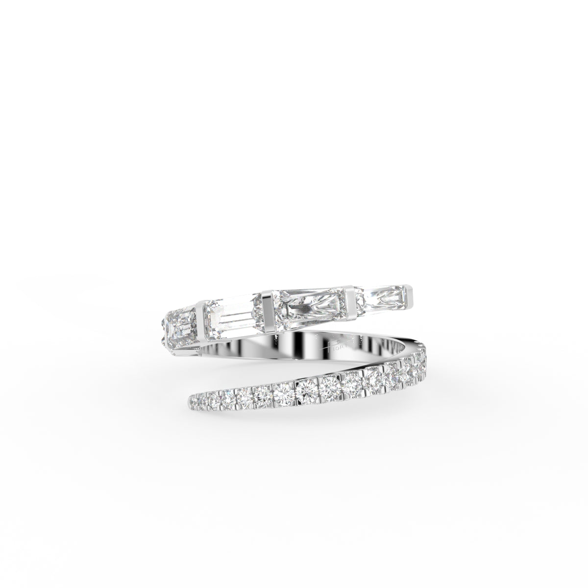 18K Bespoke Spiral Round Diamond Ring — TOP