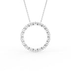 18K Circle Round Diamond Pendant — FRONT