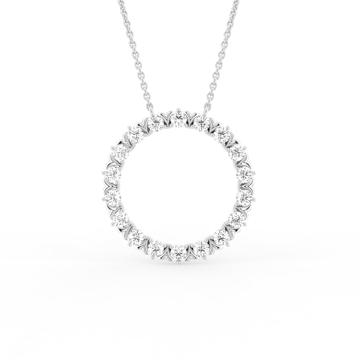 18K Circle Round Diamond Pendant — FRONT