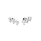18K White Gold Pear Diamond Climber Earrings — 3D VIEW