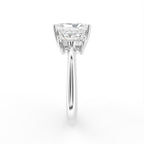 18K White Gold Trilogy Emerald Diamond Engagement Ring — SIDE