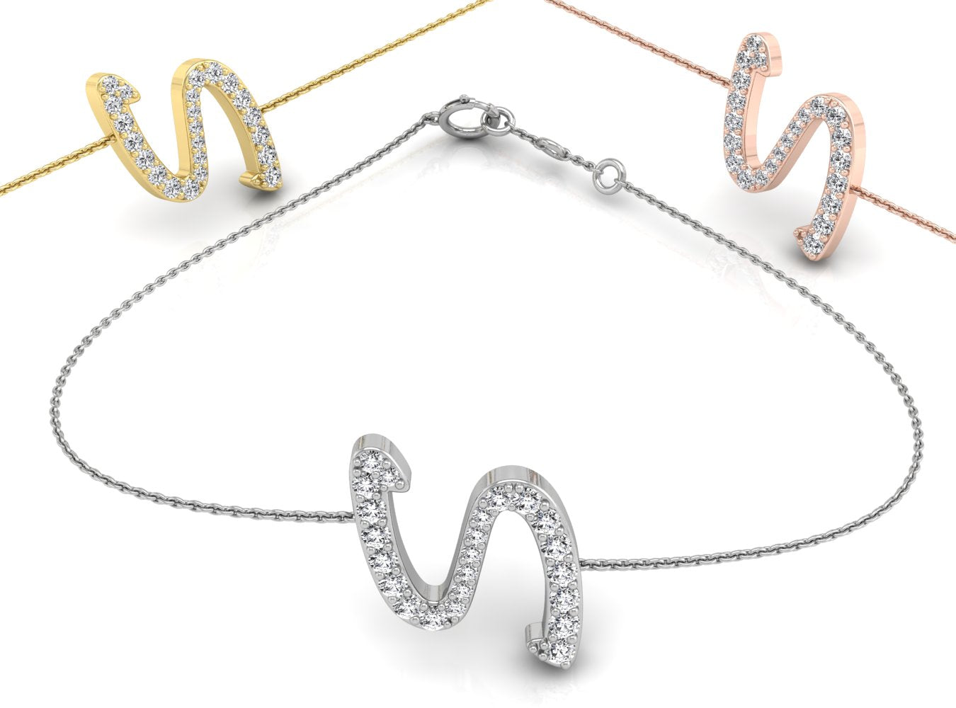 18K Alphabet Diamond Bracelet — 3 COLOR