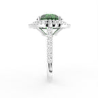 18K White Gold Halo Round Diamond Ring — SIDE