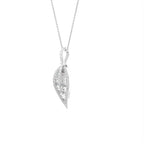 18K White Gold Leaf Baguette Diamond Pendant — 3D VIEW