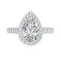 18K Halo Pear Diamond Ring — TOP