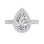18K Halo Pear Diamond Ring — TOP