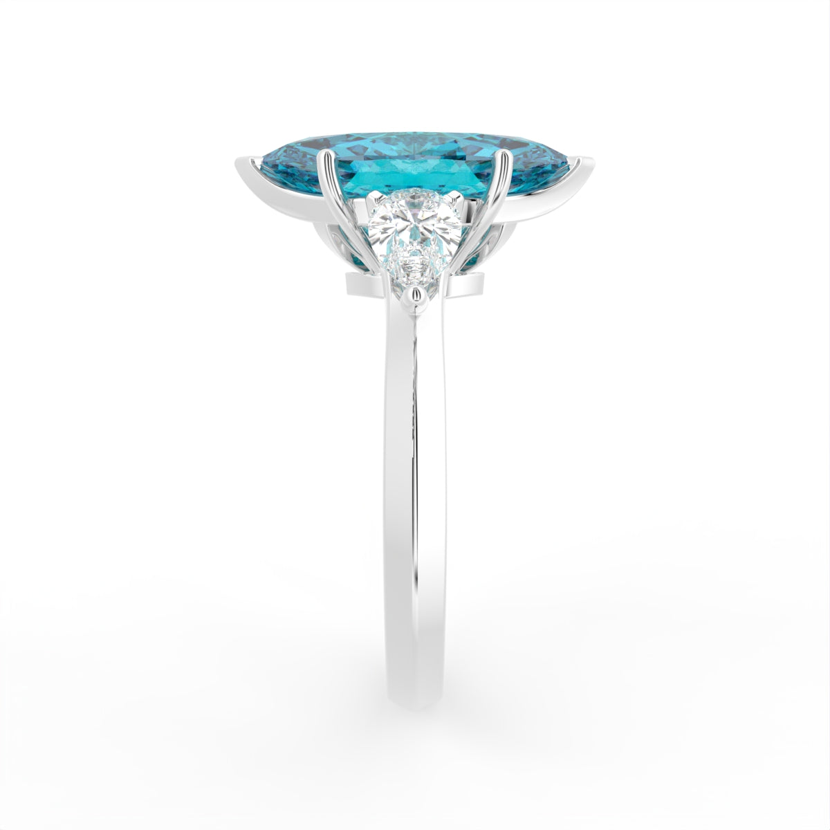 vimg:FJ2447|18K White Gold Trilogy Marquise Diamond Ring — SIDE