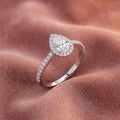 18K Halo Pear Diamond Ring — AI cloth, in-house