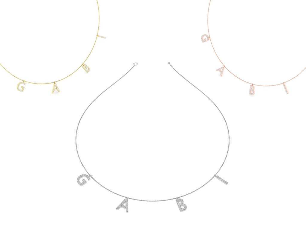 18K Personalized Name Lab Grown Diamond Necklace — 3 COLOR