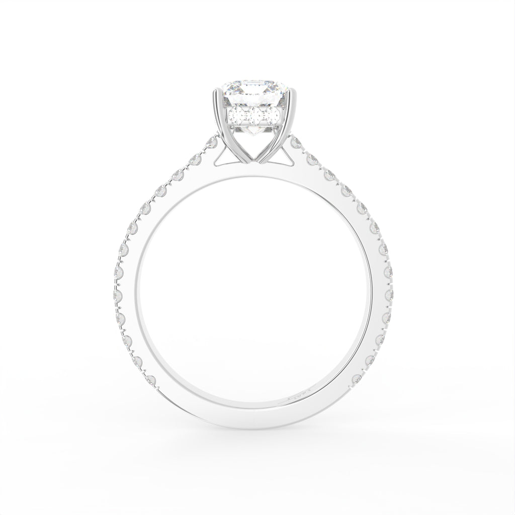 18K Solitaire Emerald Cut Diamond Ring — FRONT
