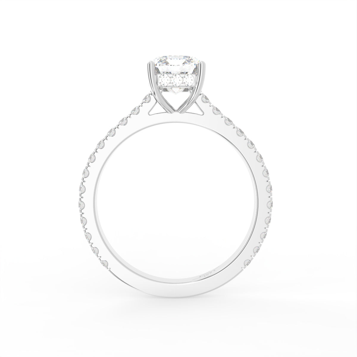 18K Solitaire Emerald Cut Diamond Ring — FRONT