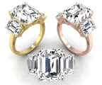 18K Trilogy Emerald-Cut Diamond Ring — 3 COLOR