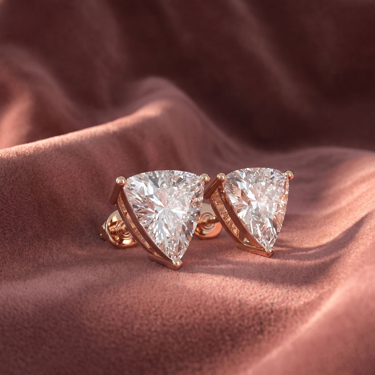 18K Trillion Solitaire Diamond Earrings — AI cloth, in-house