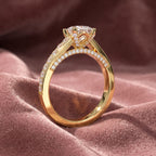 18K Princess Cut Diamond Shoulder Set Ring — AI cloth, in-house
