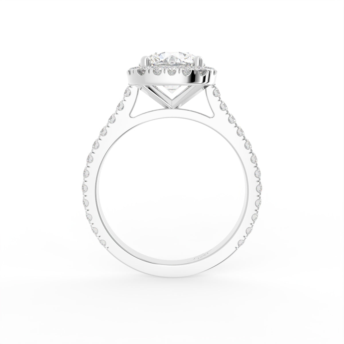 18K Halo Round Diamond Engagement Ring — FRONT
