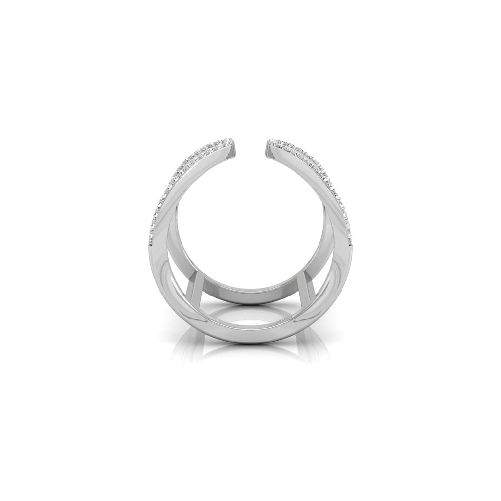 18K Rose Gold Round Diamond Crossover Ring — FRONT