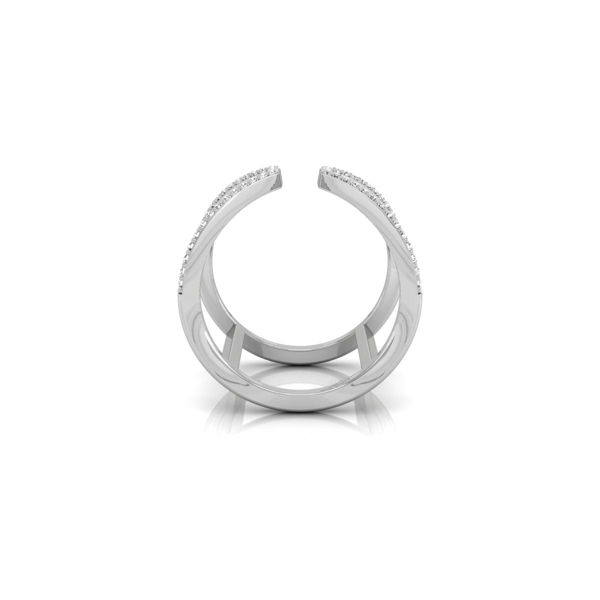 18K Rose Gold Round Diamond Crossover Ring — FRONT