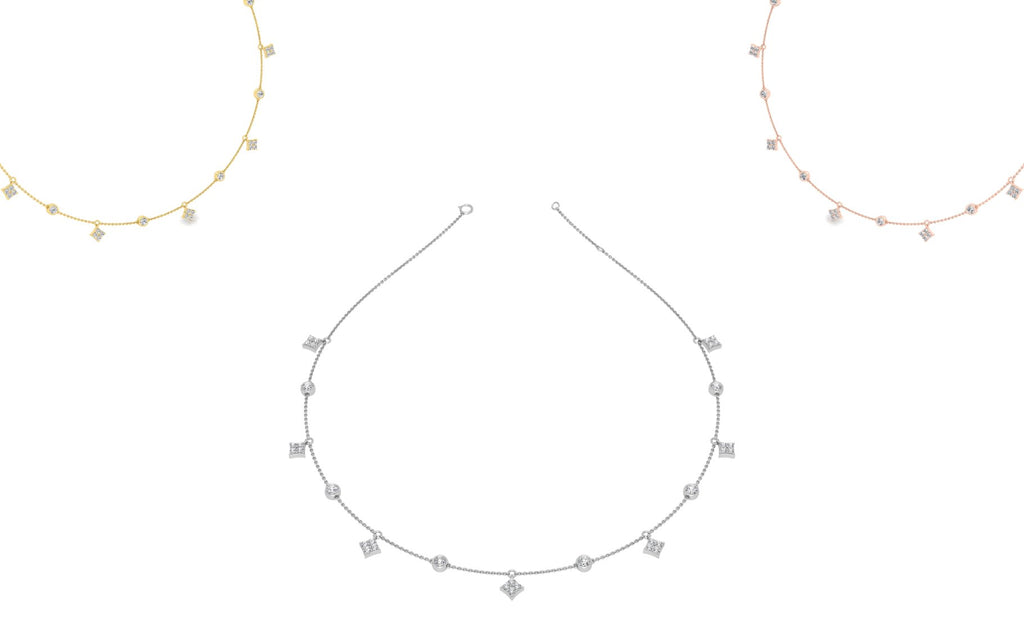 18K Floral Cluster Diamond Necklace — 3 COLOR