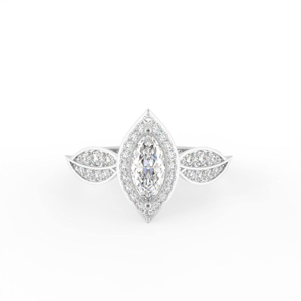vimg:FJ5236|vimg:FJ5342|14K Halo Marquise Diamond Ring — TOP