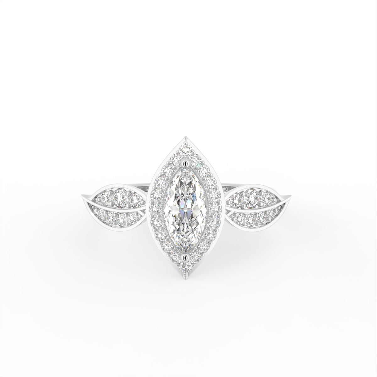 vimg:FJ5236|vimg:FJ5342|14K Halo Marquise Diamond Ring — TOP