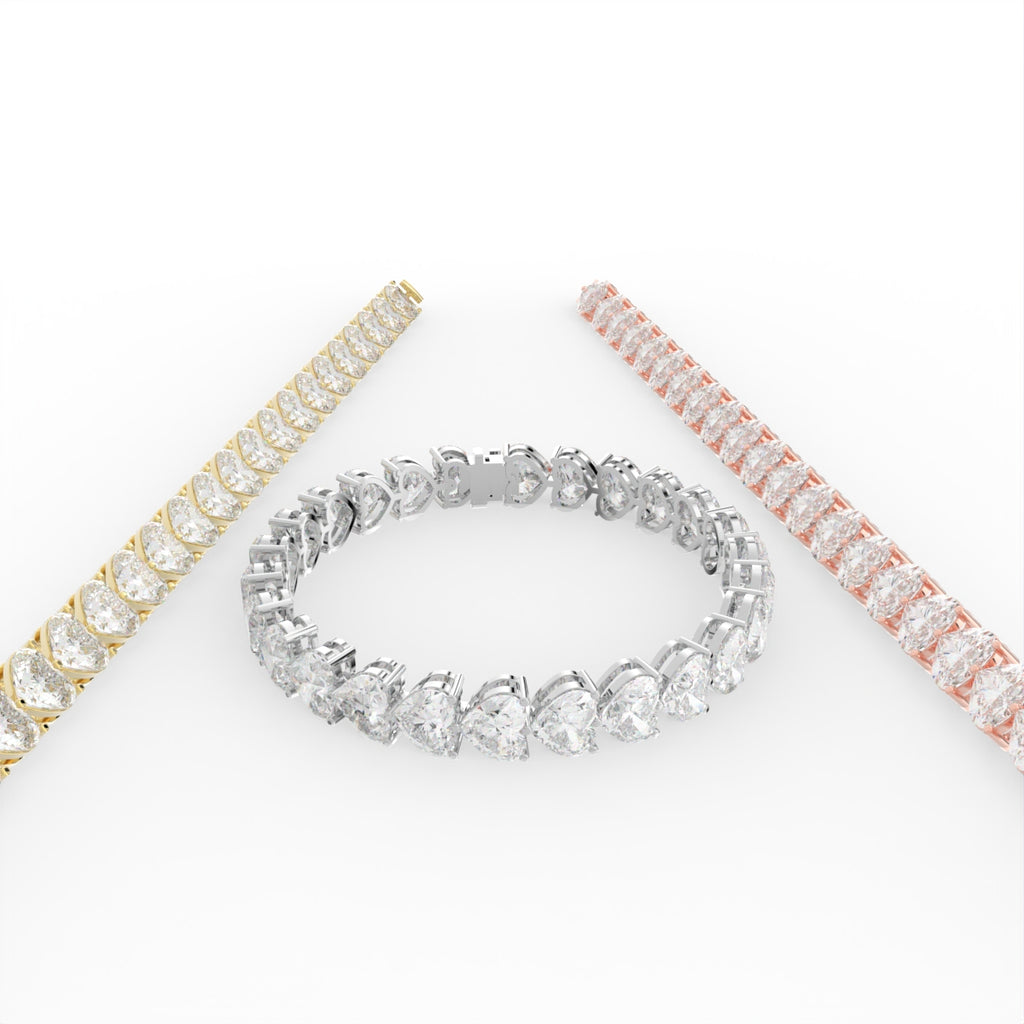 18K Heart Diamond Bracelet — 3 COLOR