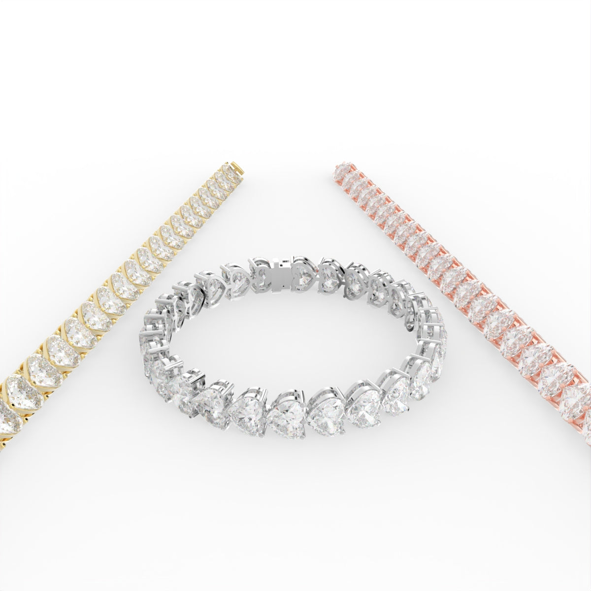 18K Heart Diamond Bracelet — 3 COLOR
