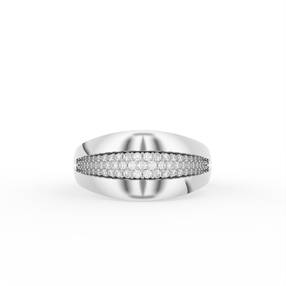 18K Bespoke Pave Dome Diamond Ring — TOP