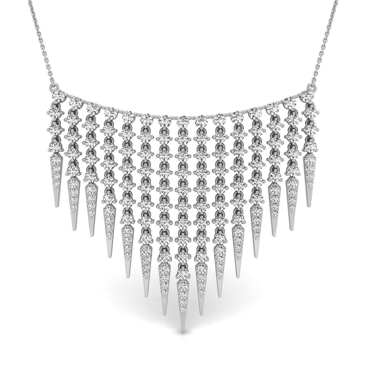 18K Bespoke V-Shape Round Diamond Pendant — FRONT