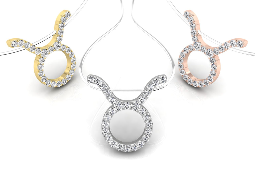vimg:FJ1249|vimg:FJ2491|18K White Gold Zodiac Round Diamond Pendant — 3 COLOR