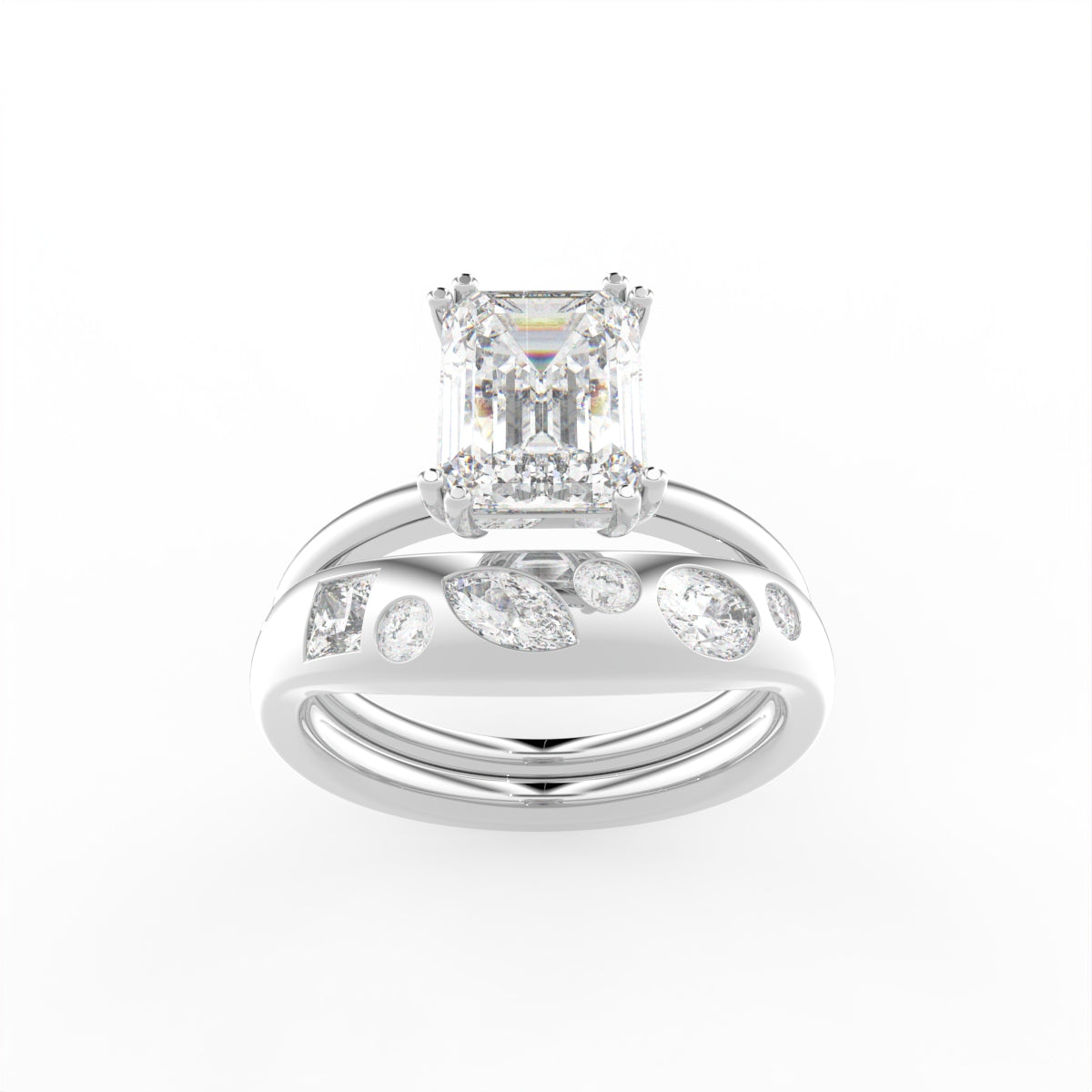 Sterling Silver Radiant Diamond Ring — IMAGE URL