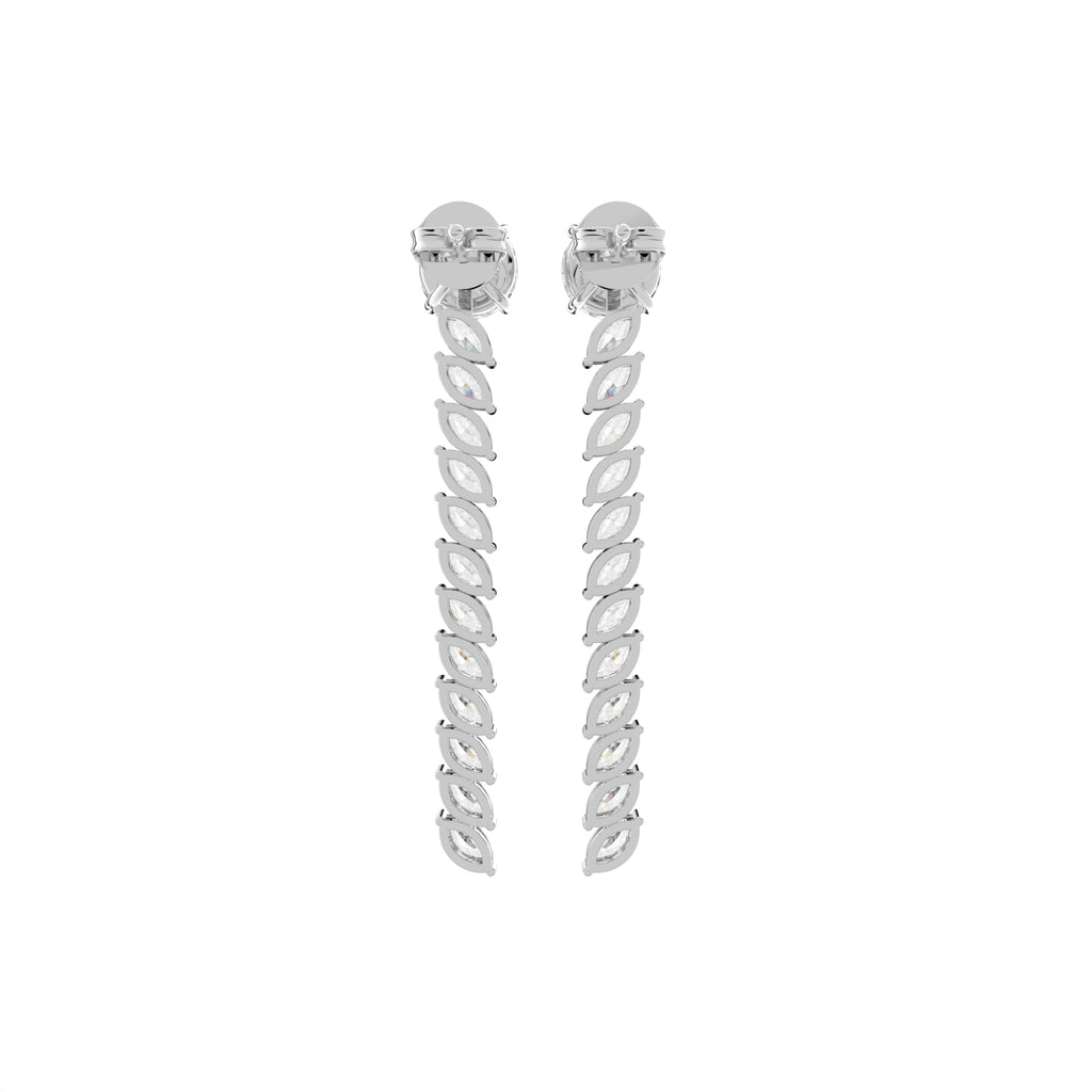 18K Round Diamond Drop Earrings — BACK