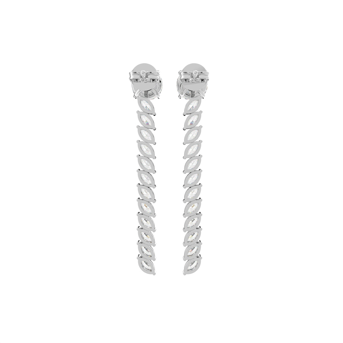 18K Round Diamond Drop Earrings — BACK