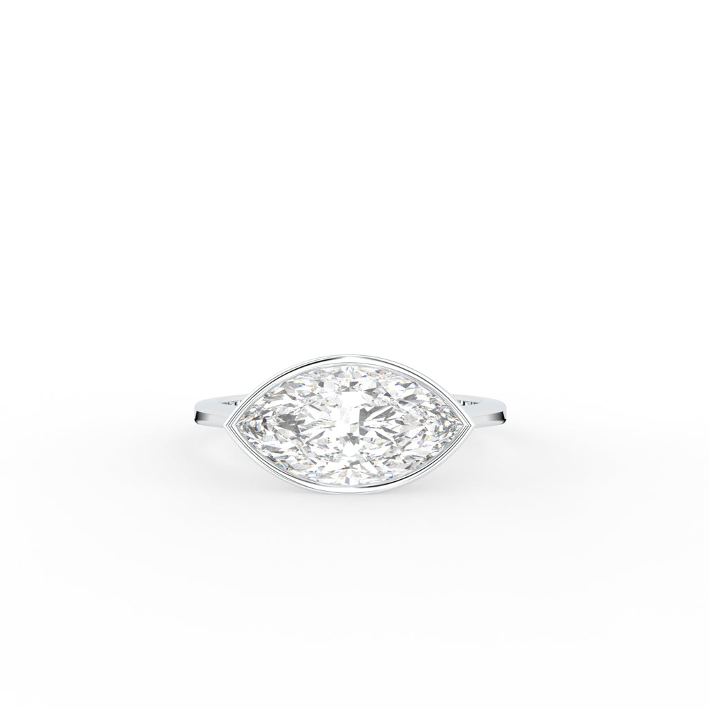 18K Solitaire Marquise Diamond Ring — TOP
