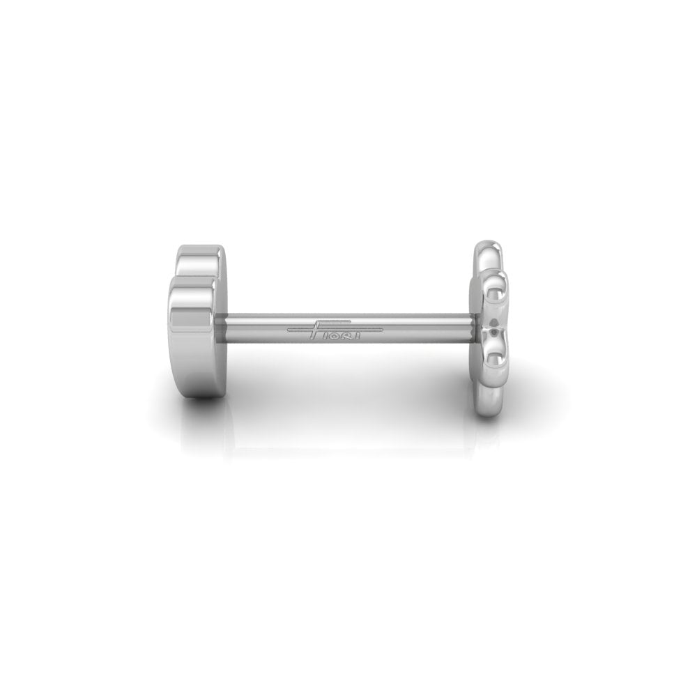 18K Heart Diamond Piercing Earrings — SIDE VIEW