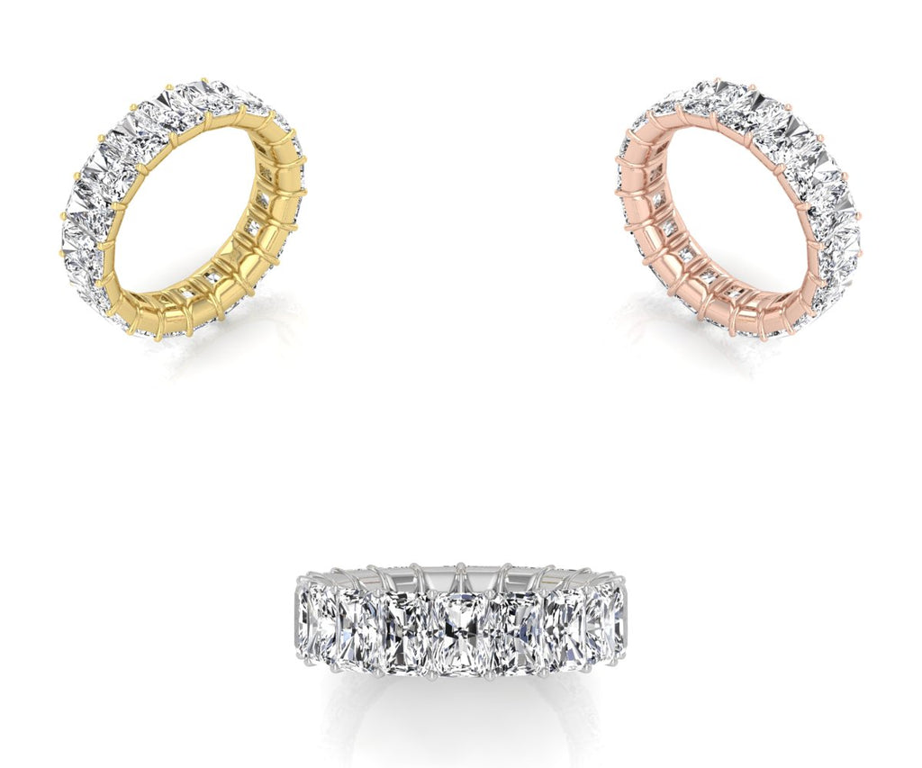 vimg:FJ3862|vimg:FJ3864|vimg:FJ4638|vimg:FJ6751|vimg:FJ4643|vimg:FJ4645|14K Eternity Radiant Diamond Ring — 3 COLOR