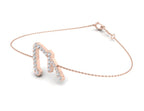 18K Rose Gold Alphabet Round Diamond Bracelet — 3D VIEW