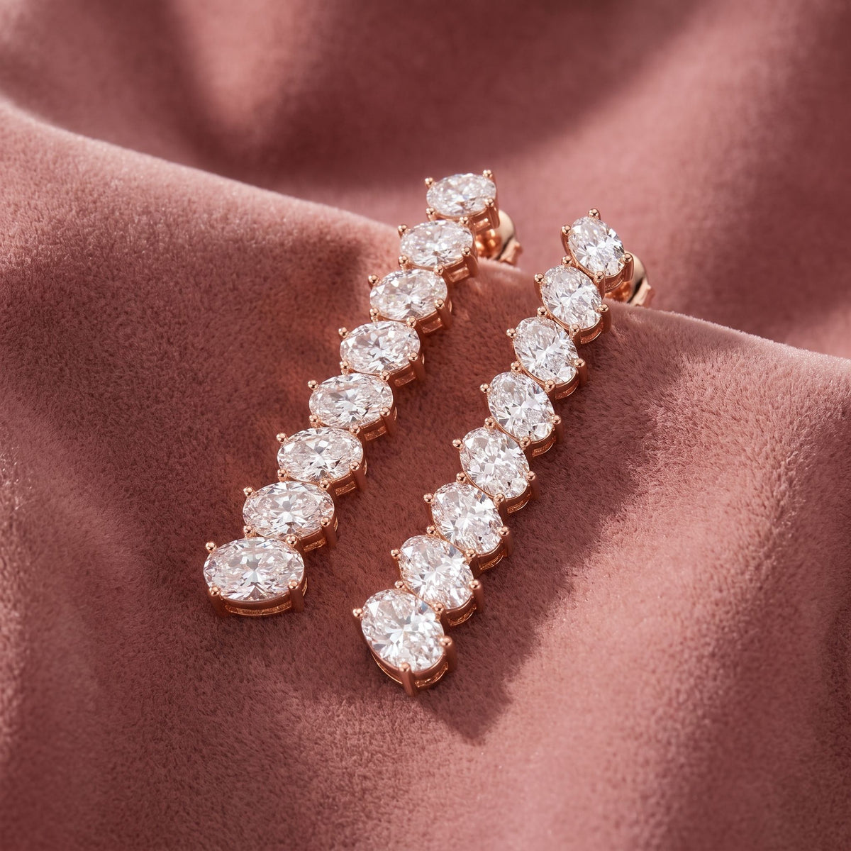 18K Oval Diamond Drop Earrings — AI cloth, in-house