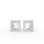 18K White Gold Emerald-Cut Diamond Earrings — TOP