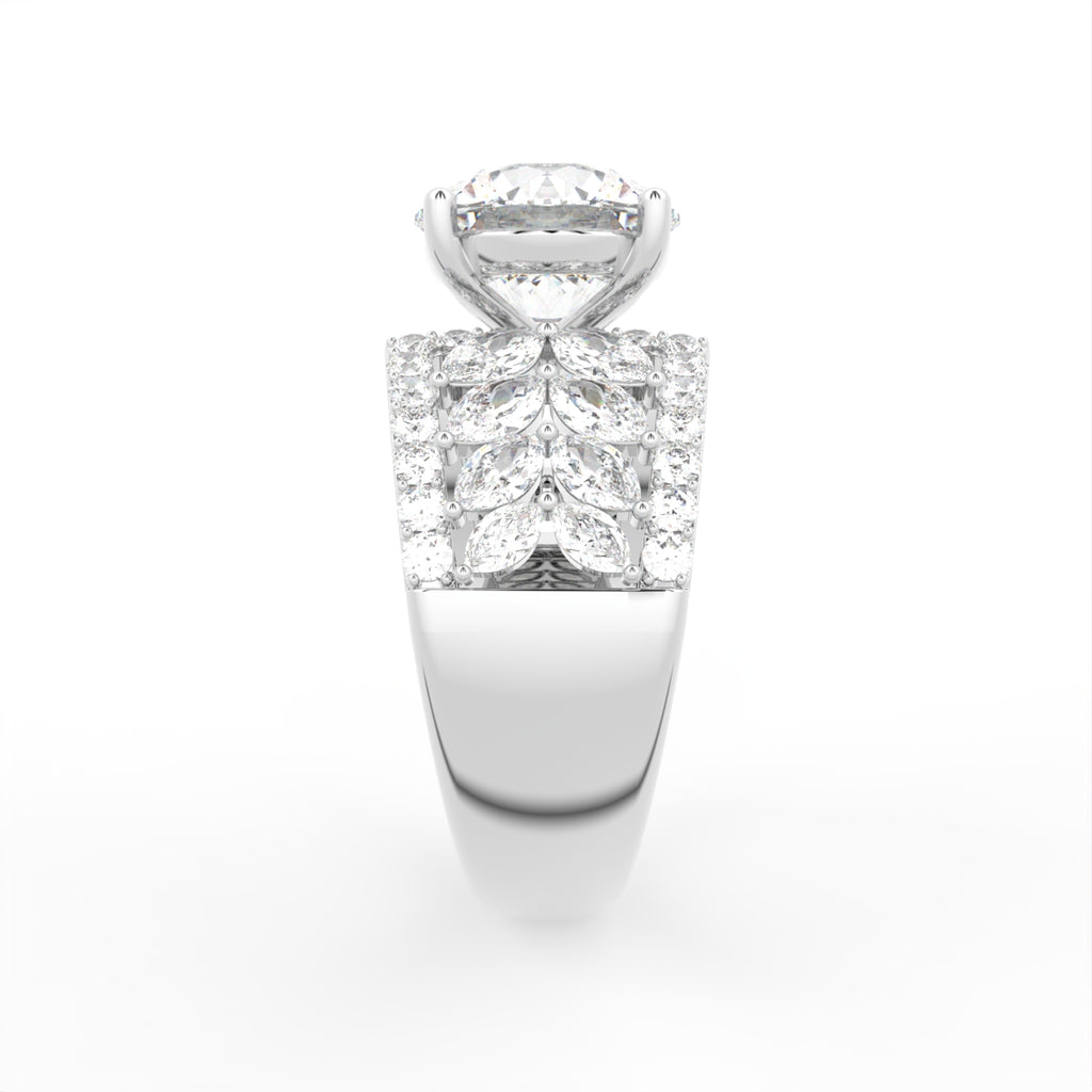 18K White Gold Solitaire Round Diamond Engagement Ring — SIDE