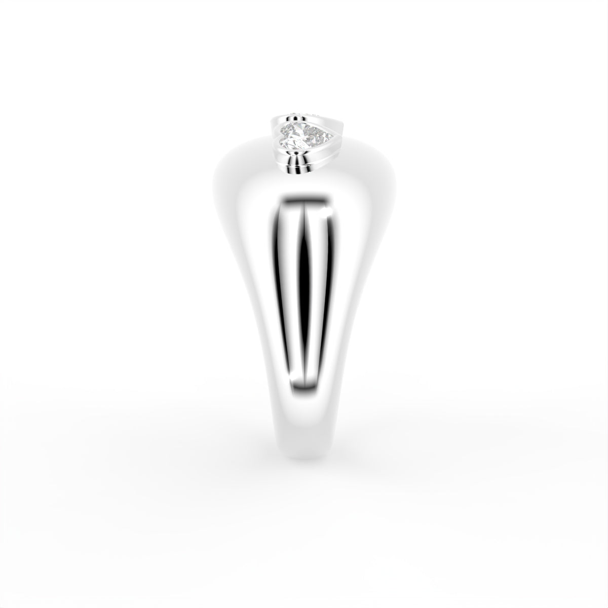 18K Bespoke Heart Diamond Ring — SIDE