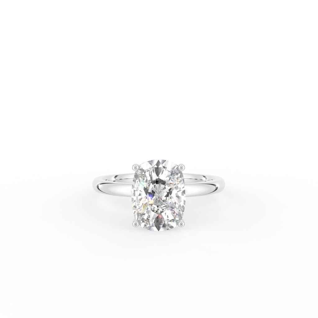 18K Solitaire Cushion Diamond Ring — TOP