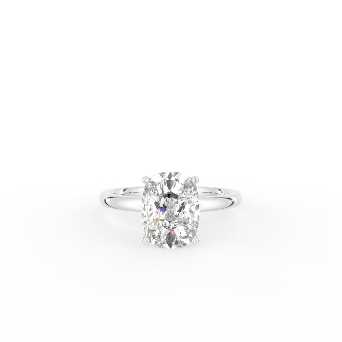 18K Solitaire Cushion Diamond Ring — TOP